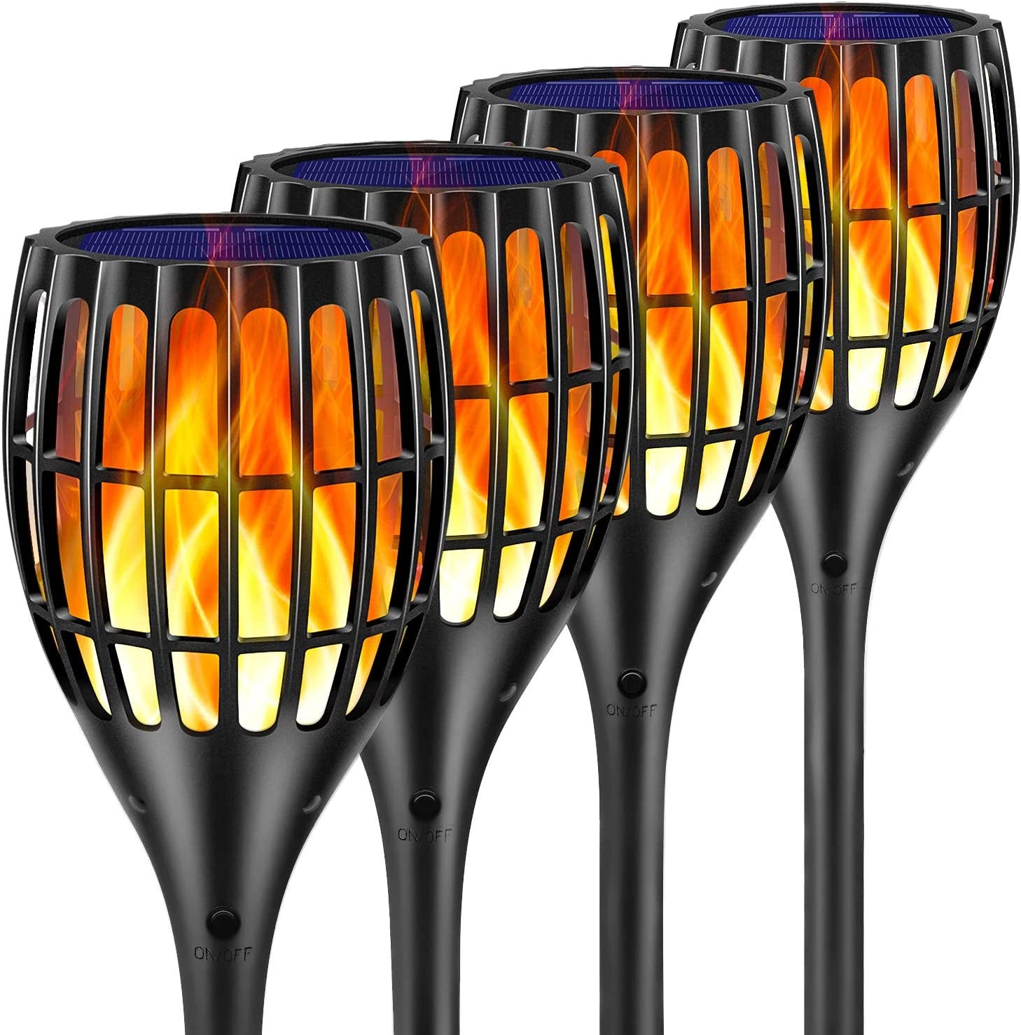 Solar Lights Outdoor 43" Flickering Flame Solar Torch Lights | 99 LED Higher & Larger Solar Flame Lights for Halloween Decor, Waterproof Solar Garden Lights for Garden Patio Pathway Yard