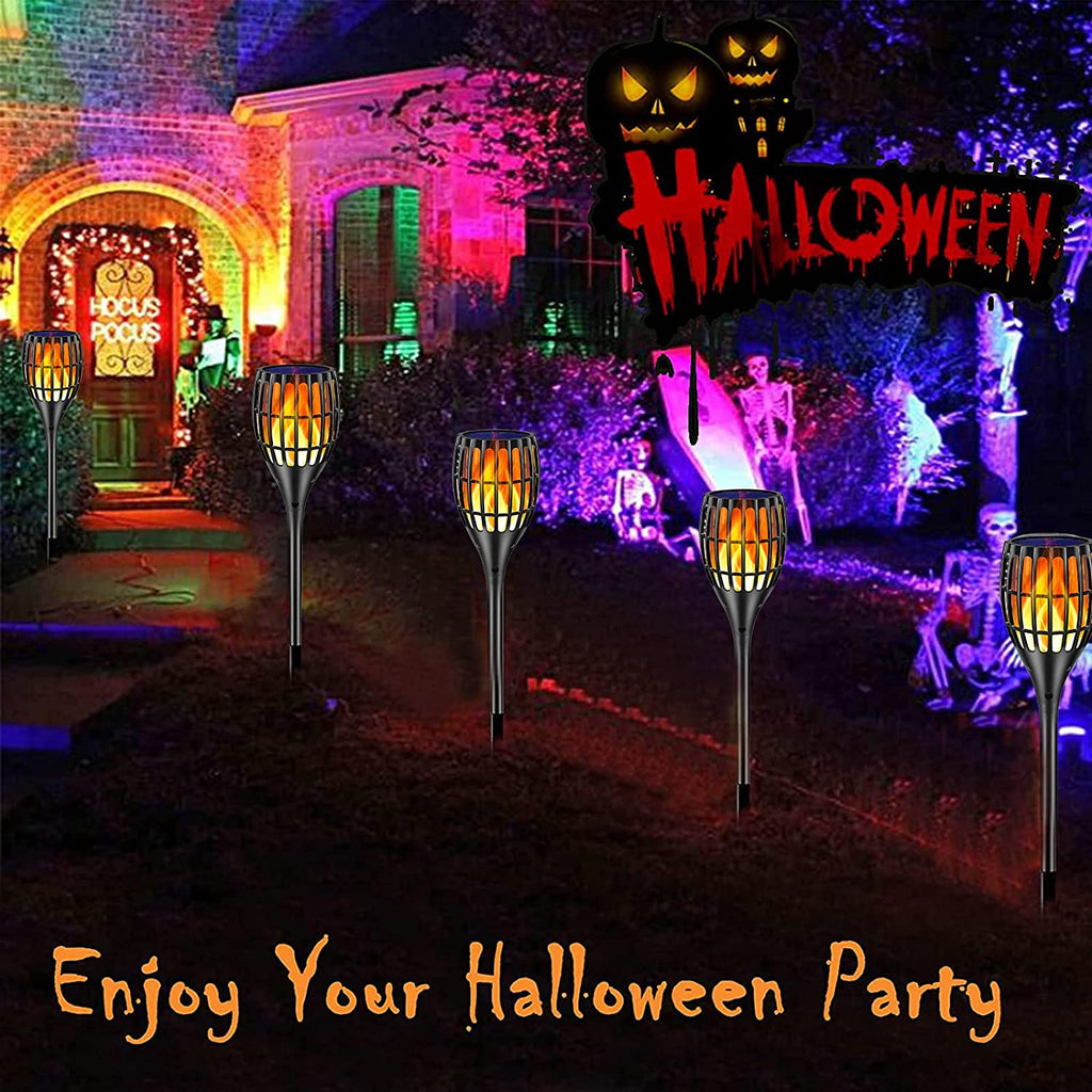 Solar Lights Outdoor 43" Flickering Flame Solar Torch Lights | 99 LED Higher & Larger Solar Flame Lights for Halloween Decor, Waterproof Solar Garden Lights for Garden Patio Pathway Yard